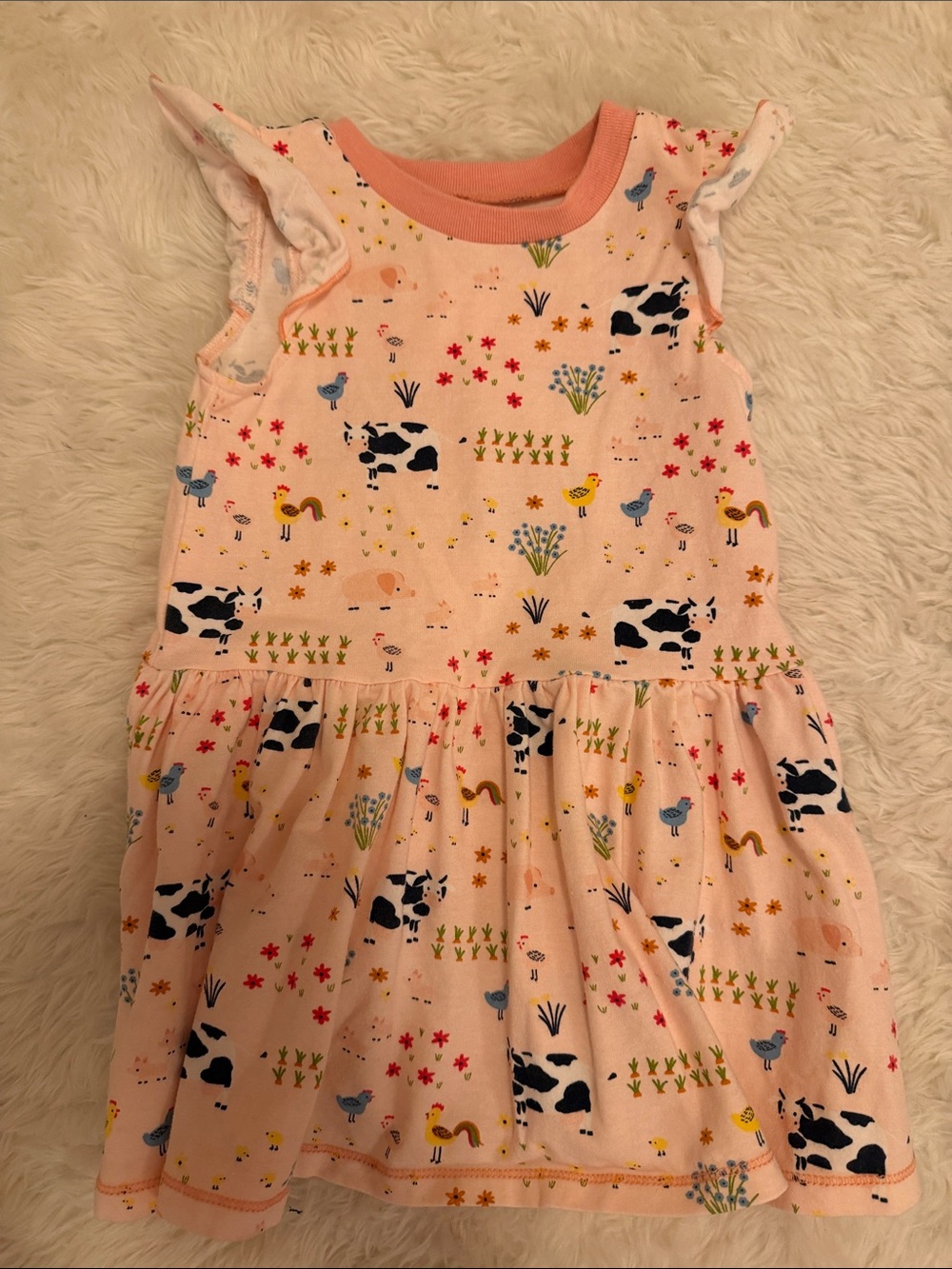 Girls Pink Farm Animal Print Dress - Mud Pie